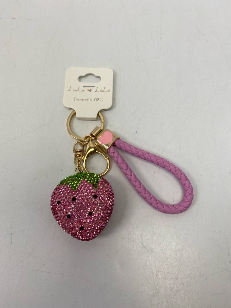 Pink Sparkle Strawberry  Keychain