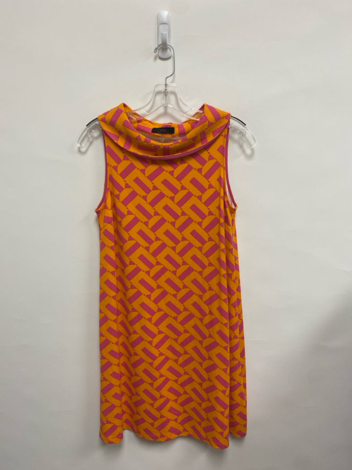 Trina Turk Size S Orange Pink Geometric Sleeveless Ladies Dress