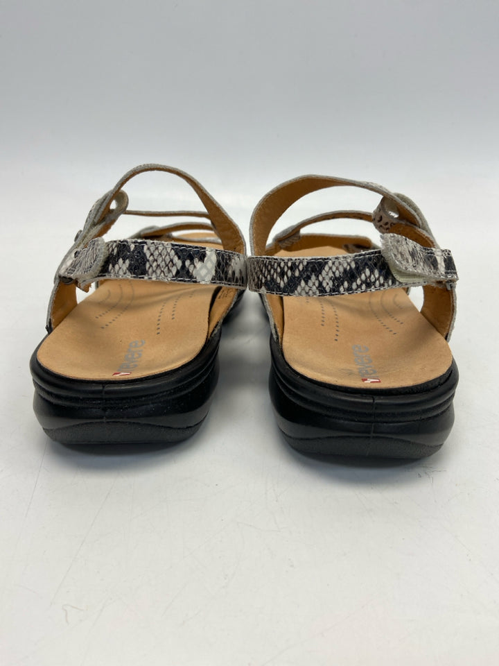 NWOT Revere  Size 11 Black/White Tan Snakeprint Sandals