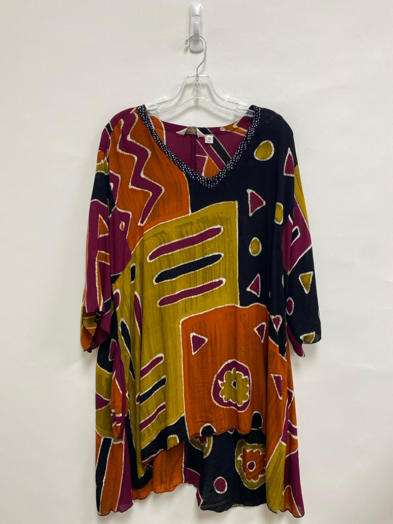 Size OSFA Black/Gold Purple/Multi Abstract Ladies Top