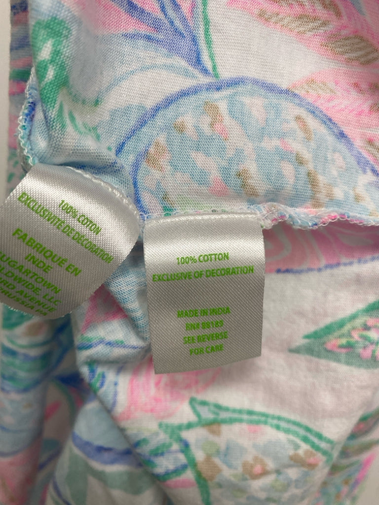 LILLY PULITZER Size L Aqua Pink/Green Tropical Sleeveless Ladies Dress