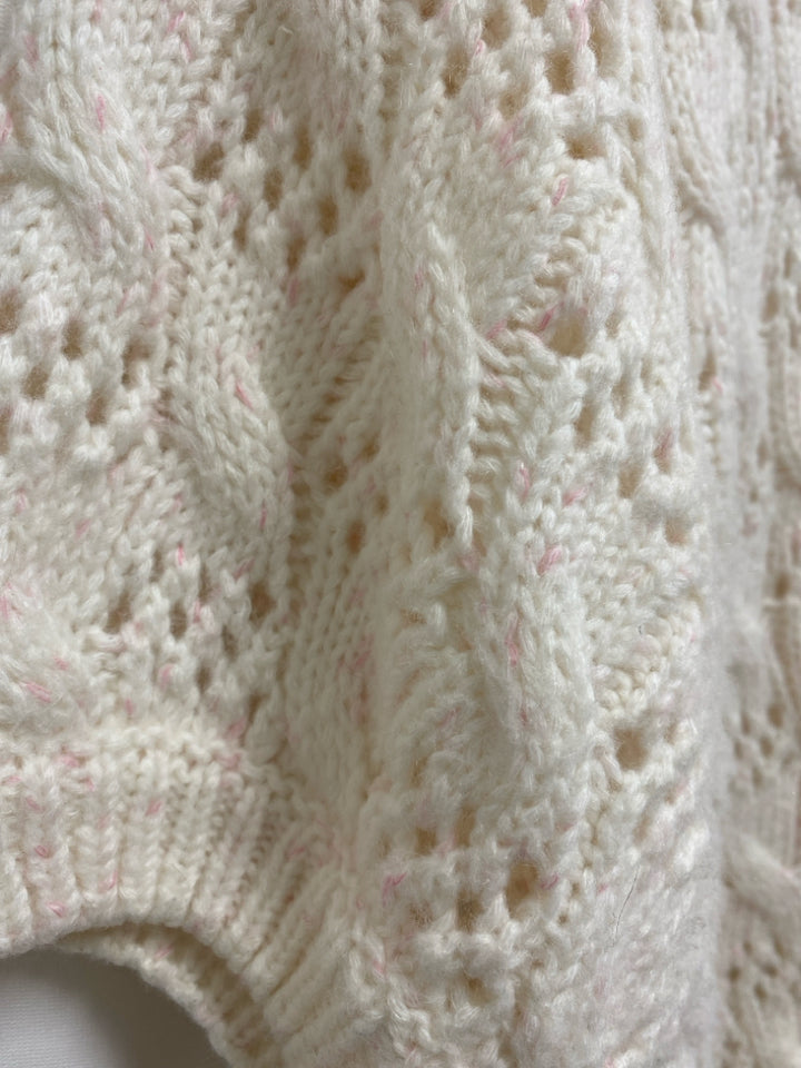 Saltwater Luxe Size M Cream Short Sleeve Ladies Sweater