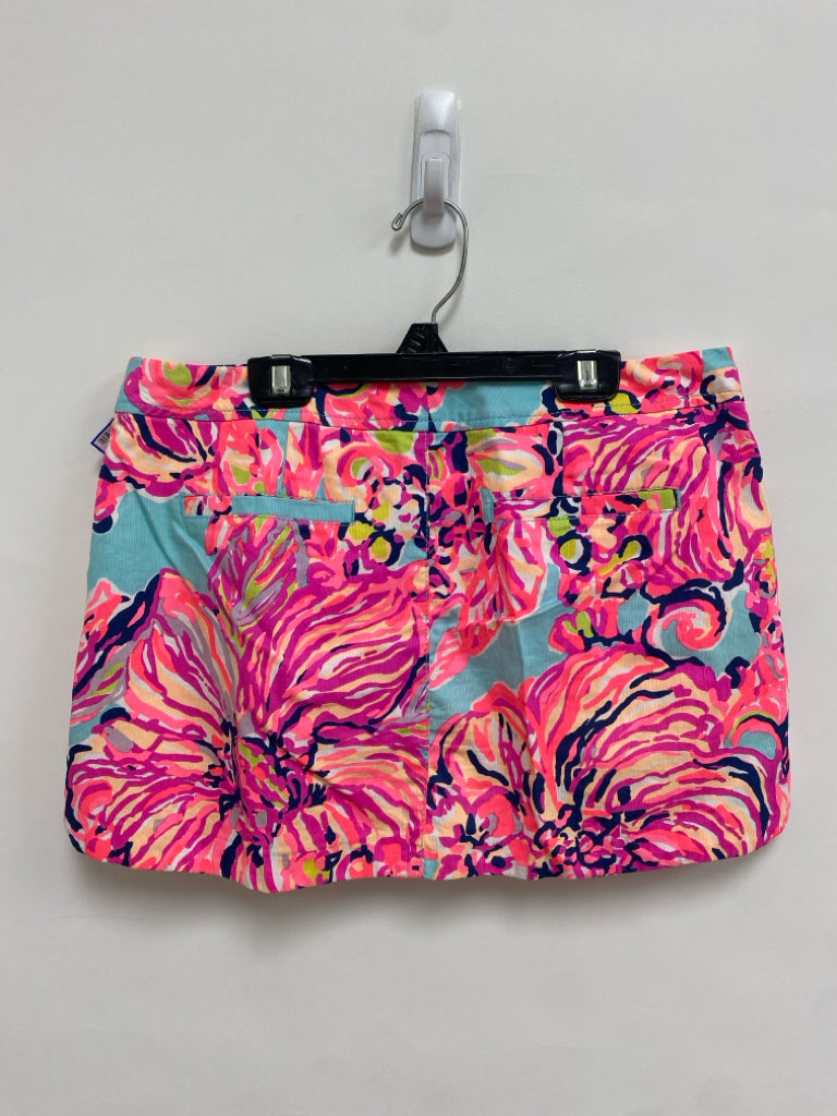 LILLY PULITZER Size 8 Turquoise Coral/Multi Abstract Ladies Skort