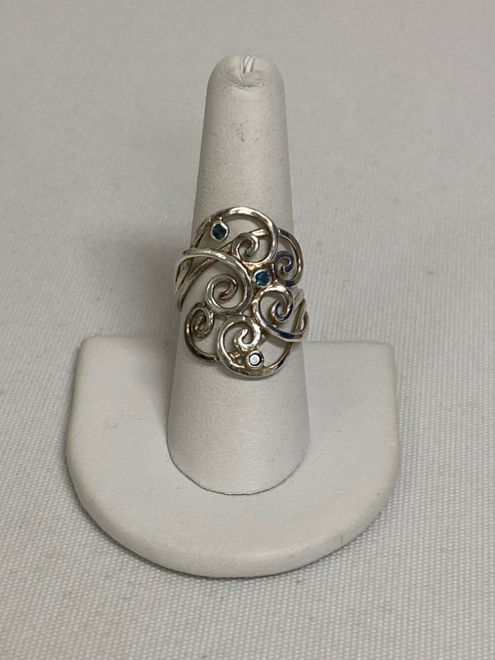 Silver Blue Jeweled Ring
