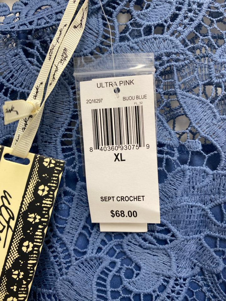 NWT ultra pink Size XL Slate Blue Crochet Ladies Top