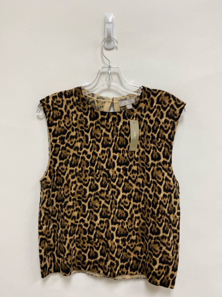 NWT J Crew Size M Tan/Black Brown Animal Print Ladies Sweater Vest
