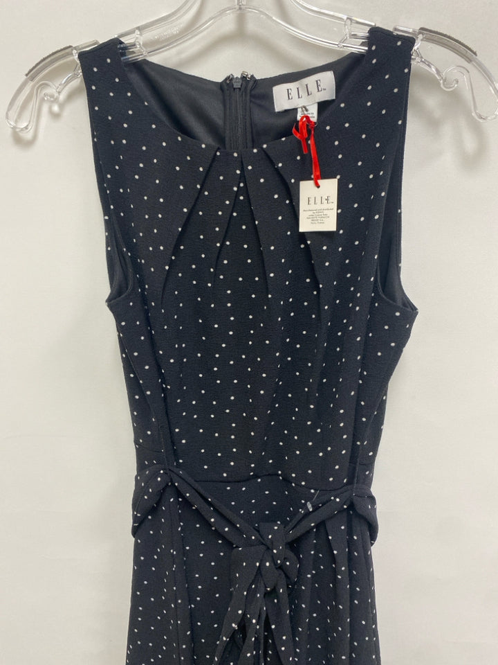 NWT Elle Size 4 Black White Polka Dot Sleeveless Ladies Dress