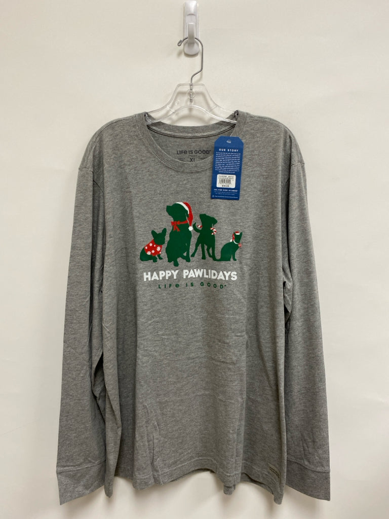 NWT Life is Good Size XL Gray Christmas Long Sleeve Tee Men&