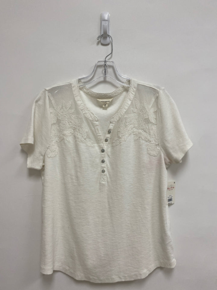 NWT Lucky Brand Size XL Cream Lace Henley Ladies Top