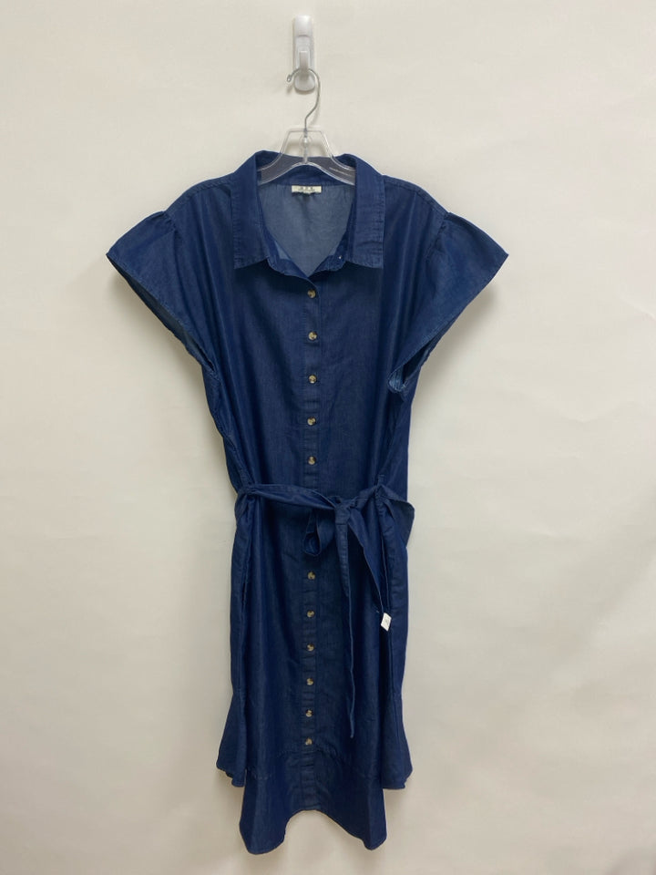 SIZE  3X Dark Blue Button Up Plus Size Dress