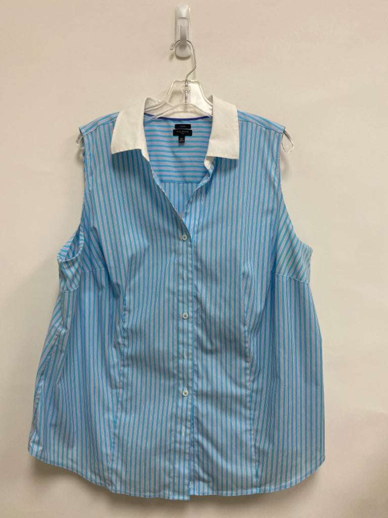 Talbots  SIZE  18W Aqua/White Blue Stripes Sleeveless Plus Size Top