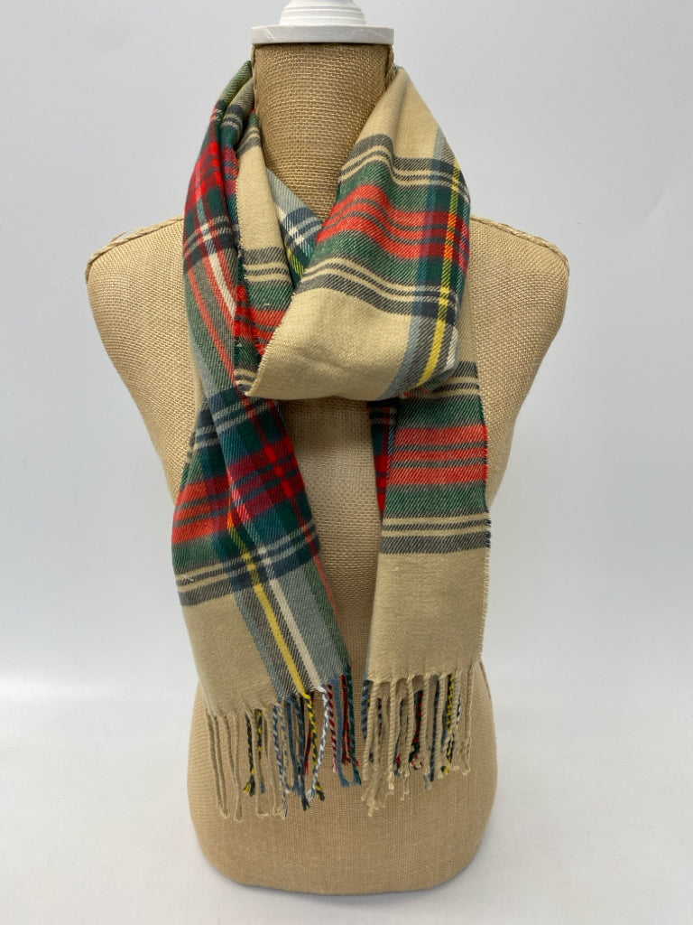 Tan Red/Green Plaid Scarf