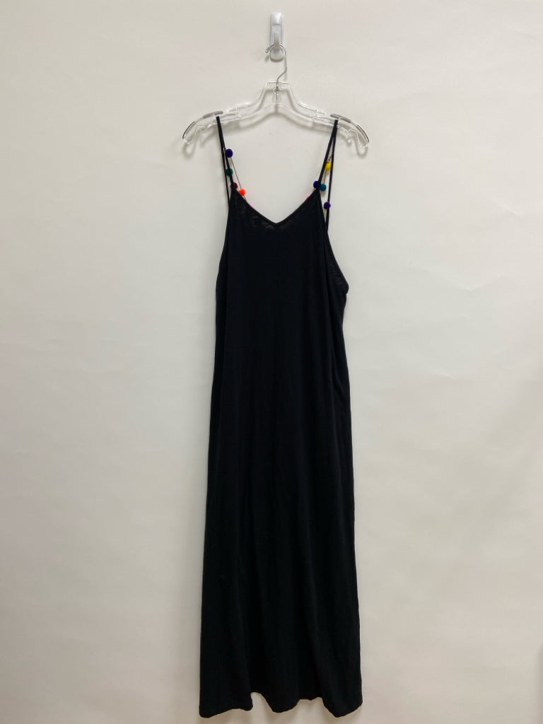 Size P Black Multi Color Pom Poms Sleeveless Petite Dress