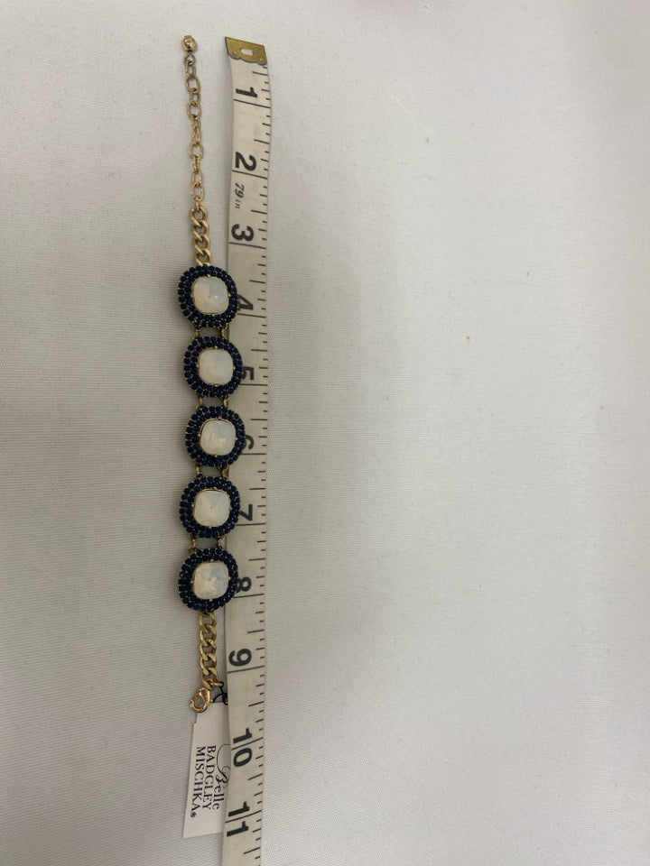 NWT Belle B. Mischka Navy/Blue Gold Color Jeweled Bracelet