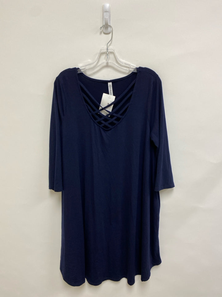 NWT Zenana  SIZE  1X Navy Criss-Cross Plus Size Dress