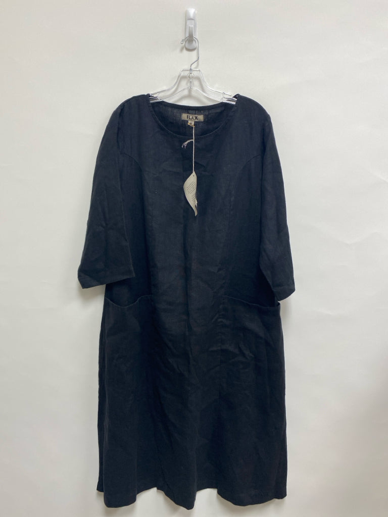 NWT Flax Size M Black Pocket(s) Linen Ladies Dress