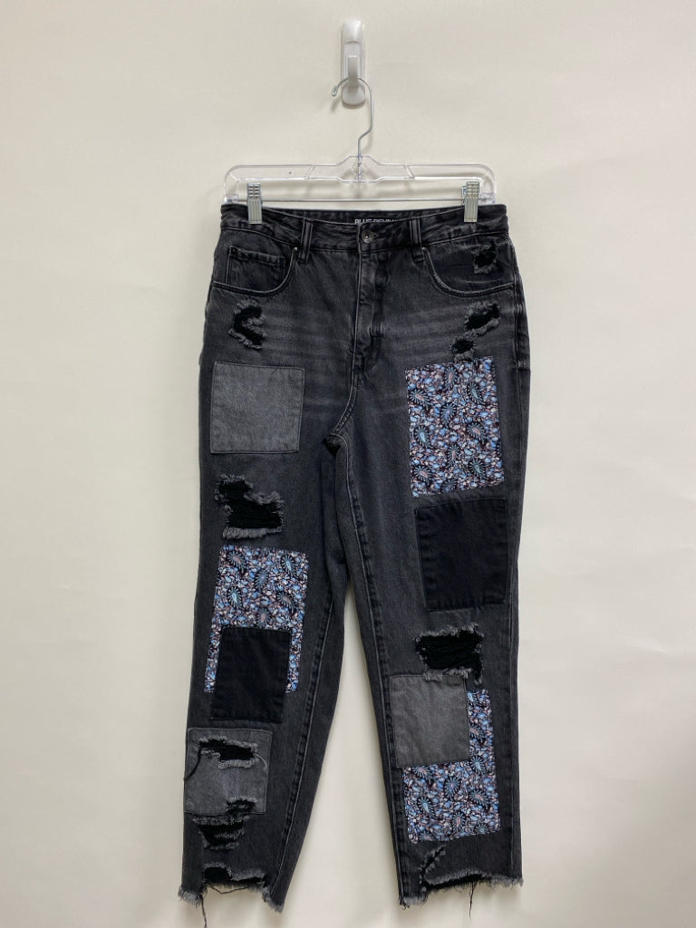 Size 27 Black Blue Patchwork Denim Ladies Jeans