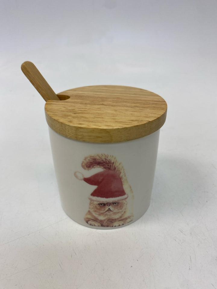 White Cats Ceramic/Wood Christmas