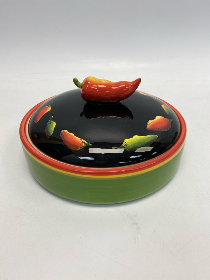 Green Red/Multi Pepper Serving Piece