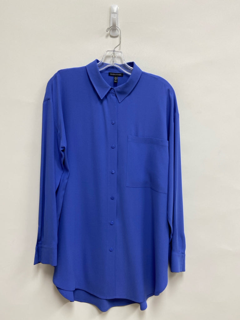 Eileen Fisher Size S Blue Long Sleeve Silk Ladies Top