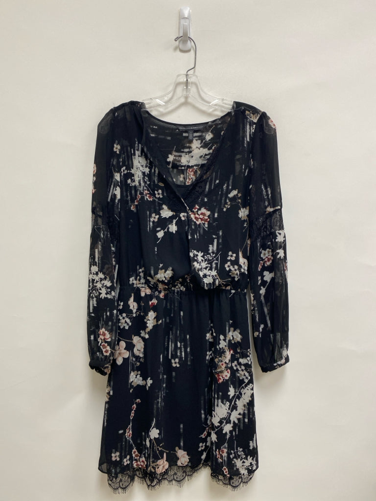 WHBM Size 4 Black White/Multi Floral Long Sleeve Ladies Dress