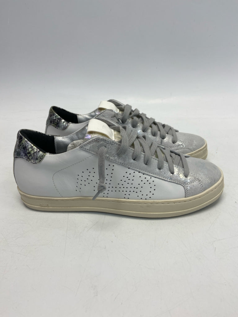 NWOT P448 EU Shoe Size 38 US Shoe Size 7.5 Silver White Lace-up Sneakers