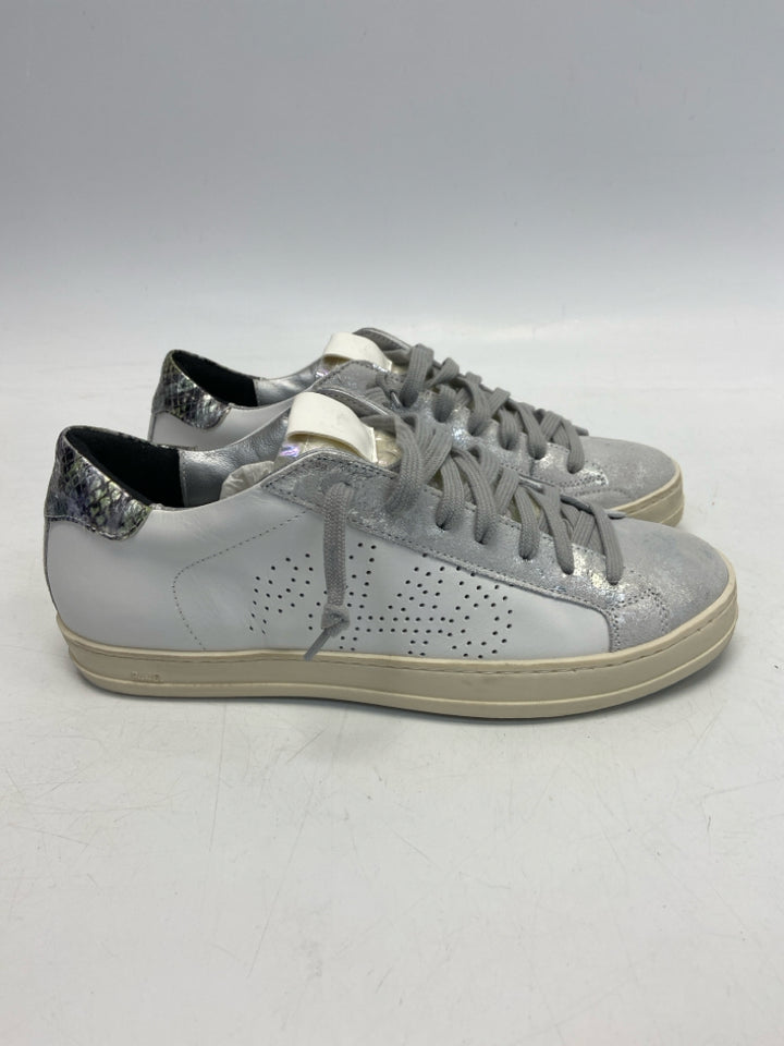 NWOT P448 EU Shoe Size 38 US Shoe Size 7.5 Silver White Lace-up Sneakers