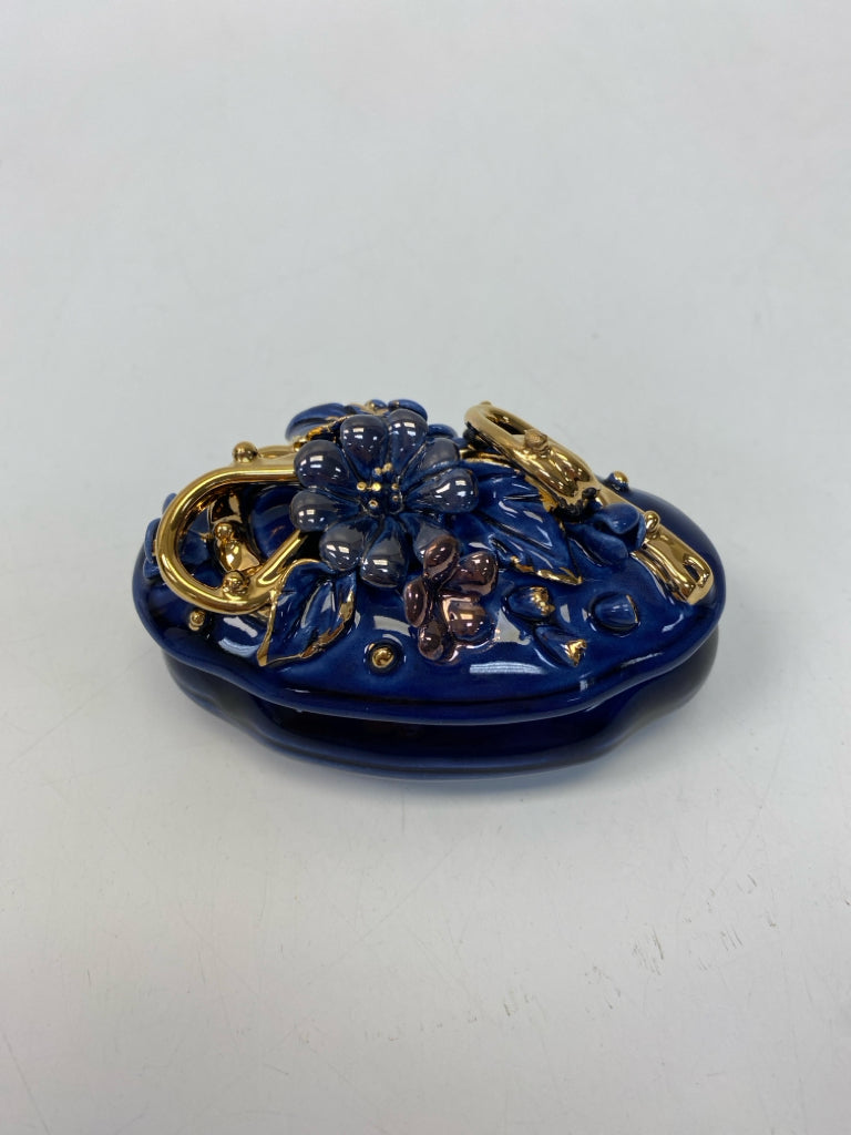 Blue Gold Flowers China Box