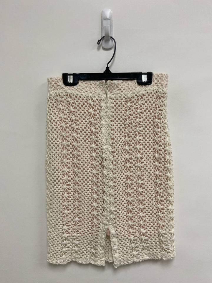 Free People Size 2 Pink Cream Overlay Crochet Ladies Skirt