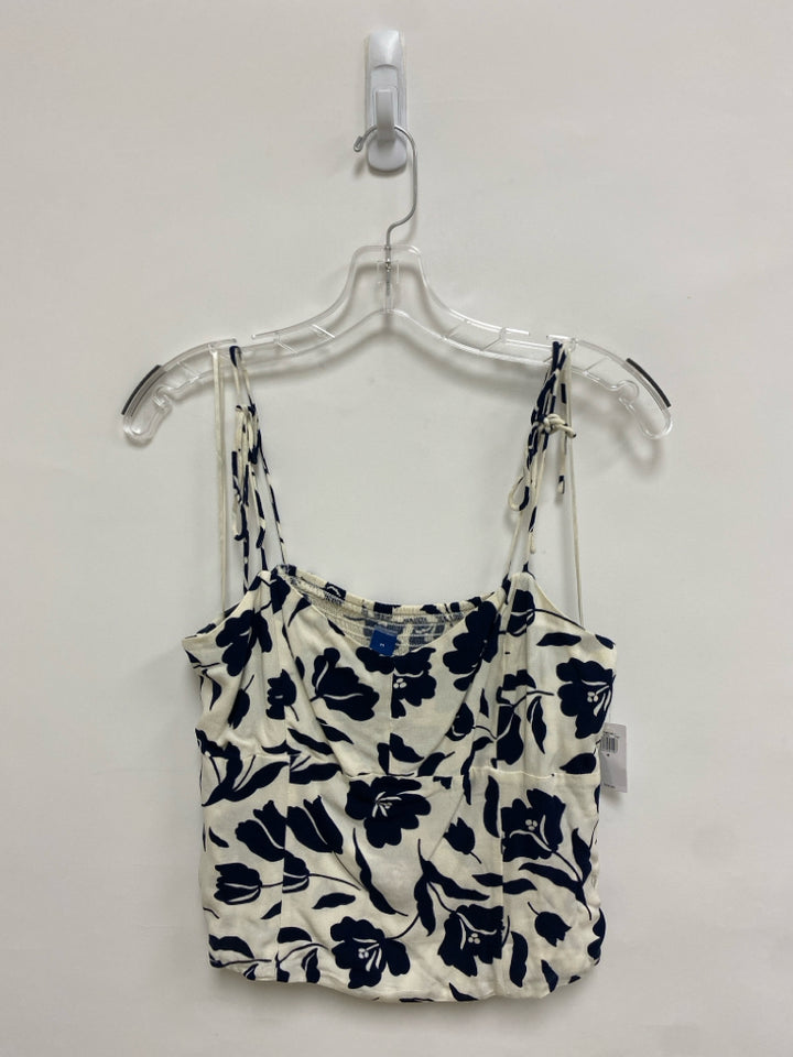 NWT Old Navy Size M Cream Navy Flowers Sleeveless Ladies Top