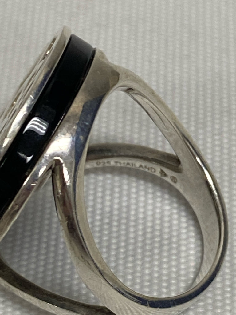 Silver Black Shapes Ring