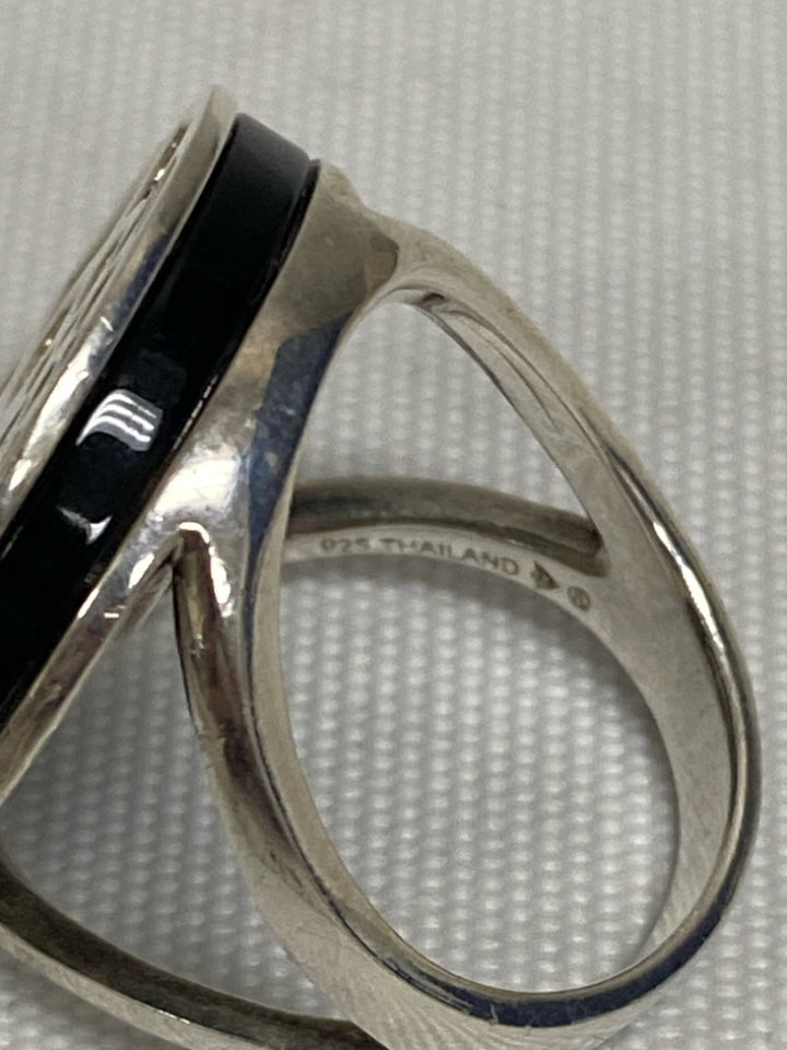 Silver Black Shapes Ring