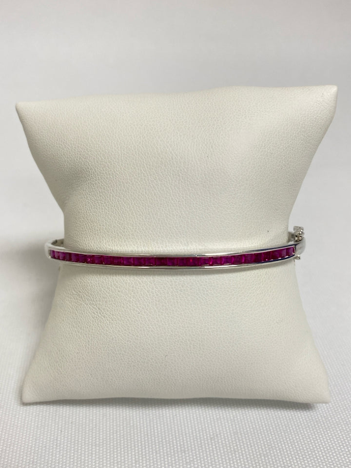 Silver Fuchsia Jeweled Bracelet