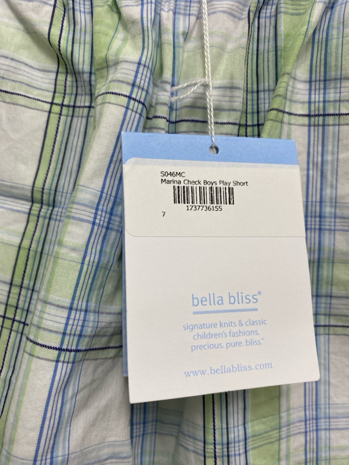 NWT Bella Bliss SIZE 6 White/Green Blue Plaid Pull-on Boy&