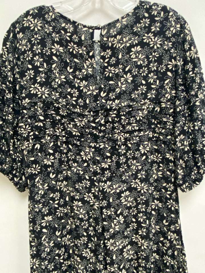 Free People Size 10 Black Cream Flowers Maxi Ladies Dress