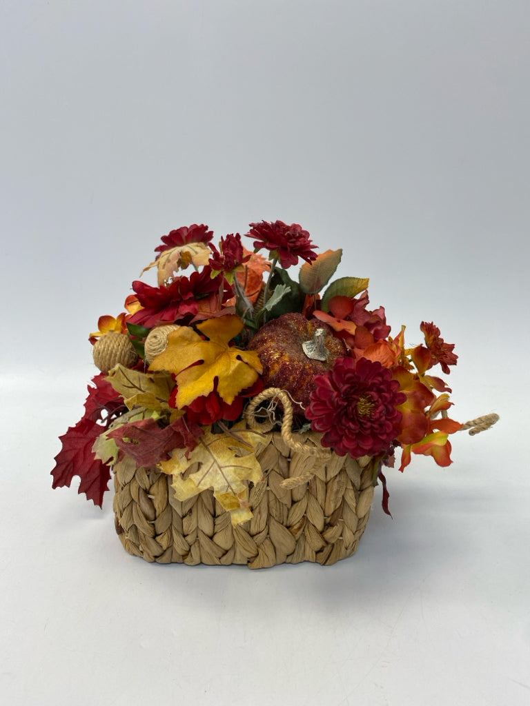 Burgundy Orange/Gold Flowers Rope Floral Arrangement
