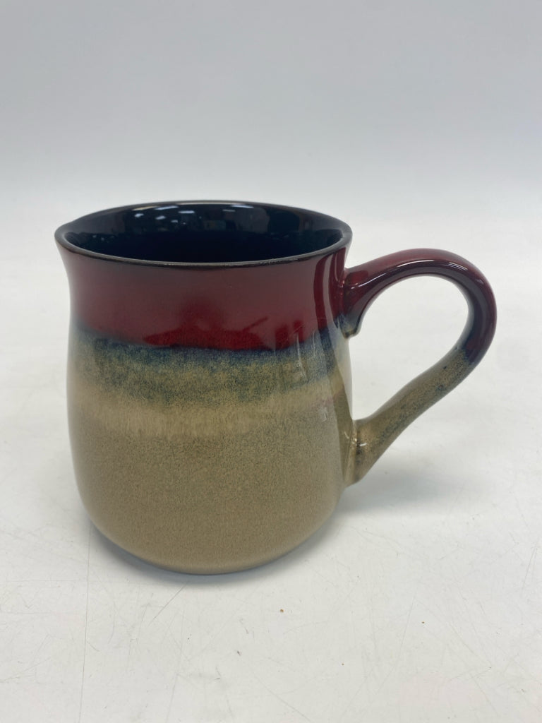 Tan Burgundy Gradient Ceramic Coffee Mug