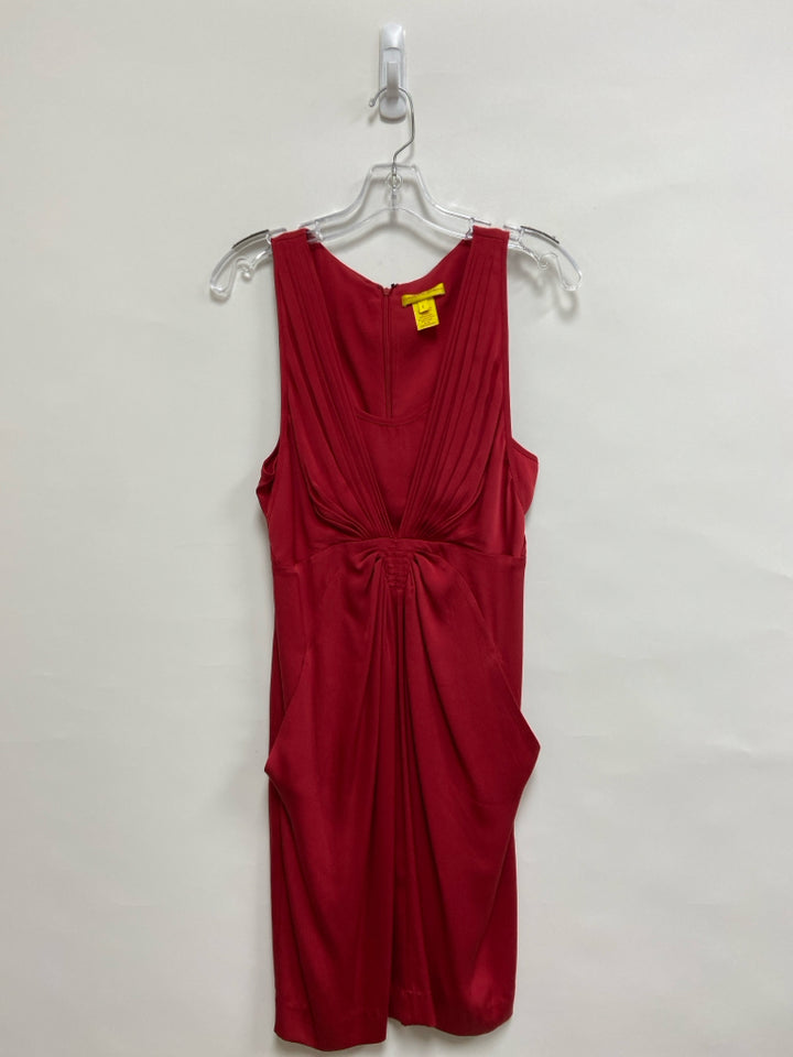 Catherine Malandrino Size 4 Dark Red Ruched Sleeveless Silk Blend Ladies Dress