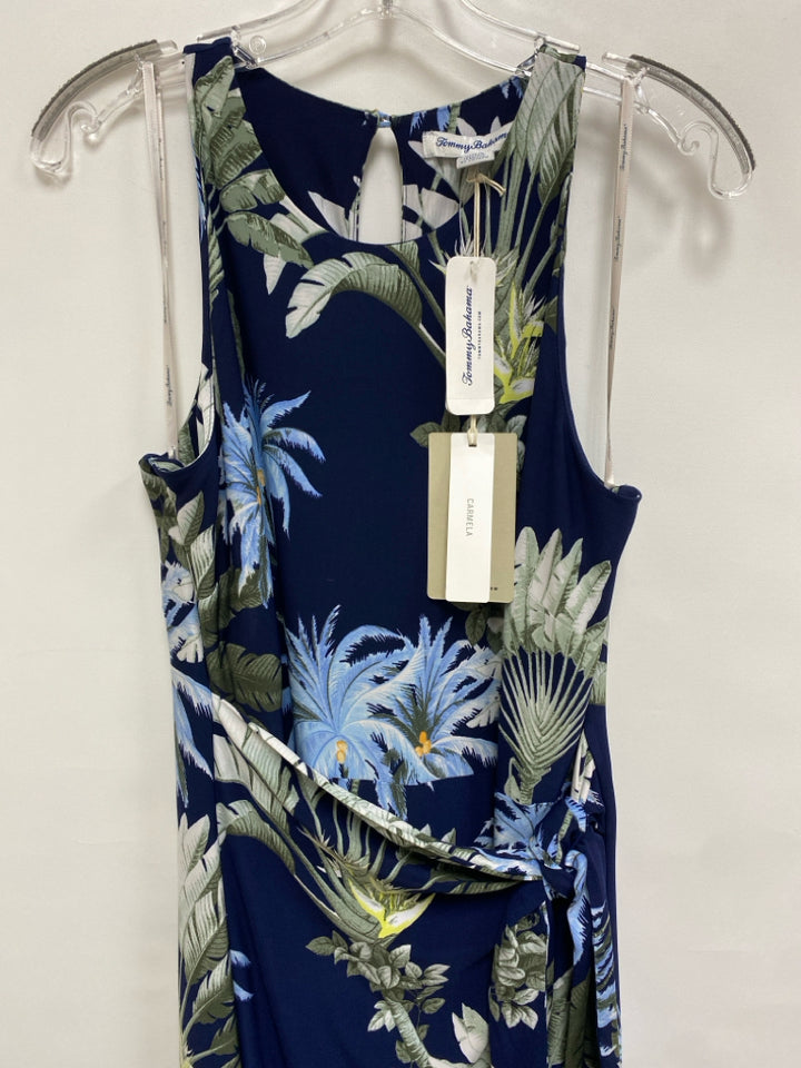 NWT Tommy Bahama Size M Navy Green/White Leaves Sleeveless Ladies Dress