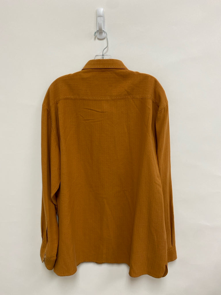Nat Nast Size L Dark Tan Button Up Silk Blend Men&
