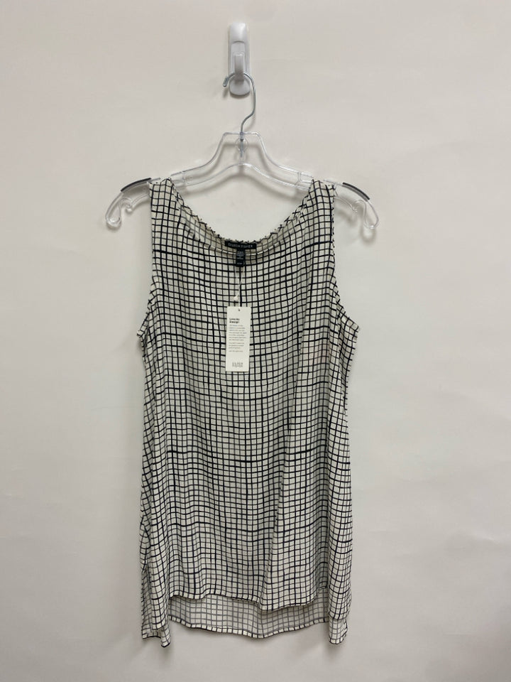 NWT Eileen Fisher Size XS White Black Checkered Sleeveless Ladies Top