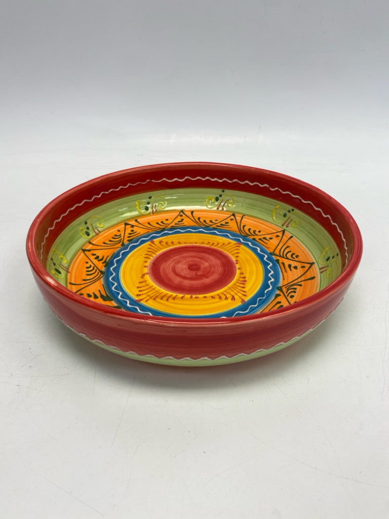 Red/Orange Green/Gold Striped Ceramic Bowl(s)