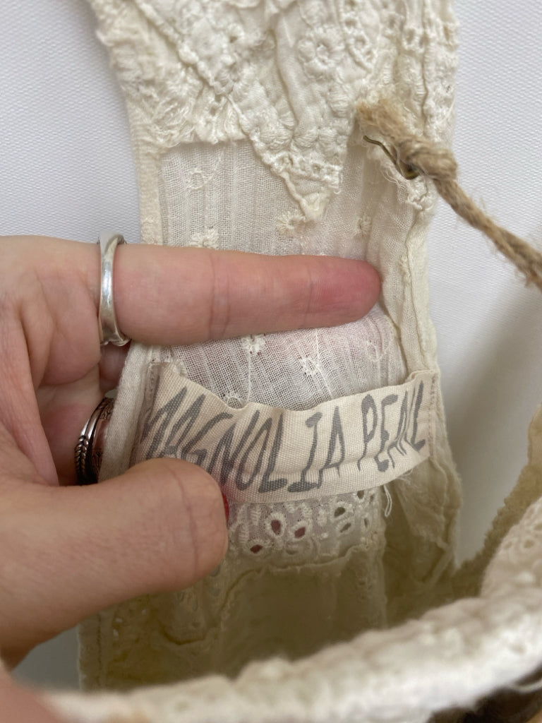 NWT Magnolia Pearl Size OSFM Cream Patchwork Eyelet Ladies Overalls