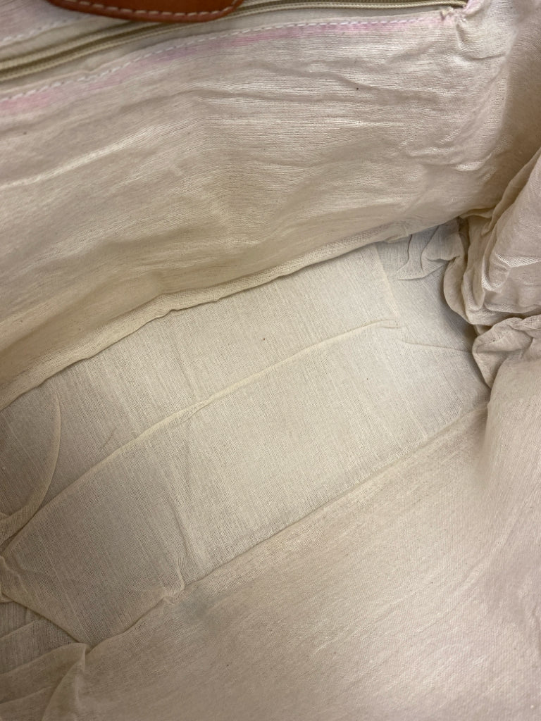 Cream/Brown Black Word(s) Canvas Tote Bag