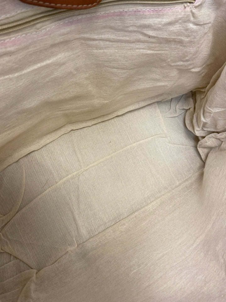 Cream/Brown Black Word(s) Canvas Tote Bag