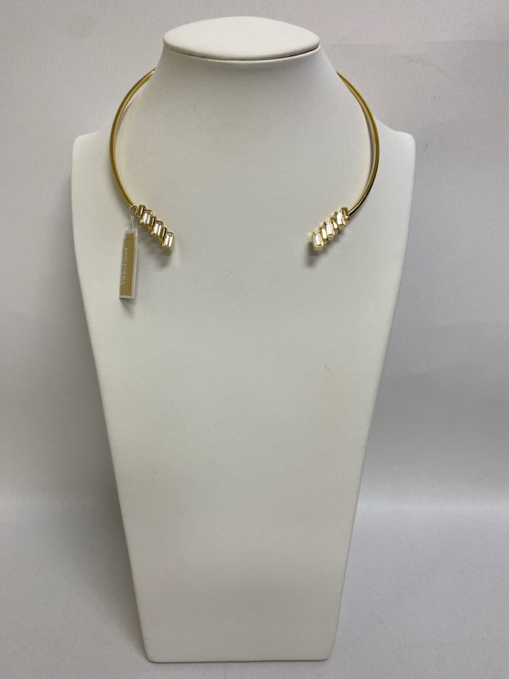 NWT Michael Kors Gold Color Clear Jeweled Necklace