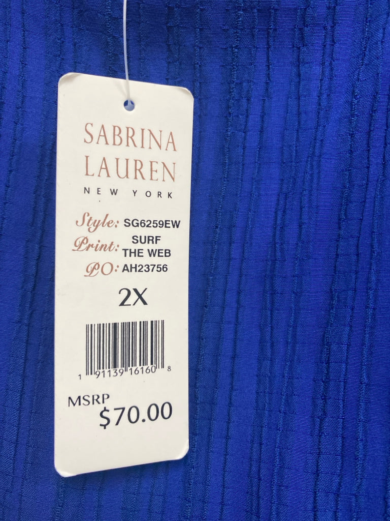 NWT SABRINA LAUREN  SIZE  2X Blue Texture Maxi Plus Size Dress