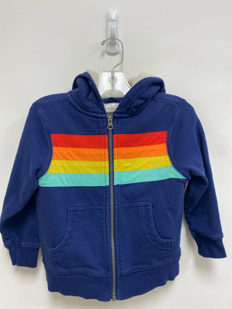 hanna Andersson SIZE 4 Navy Rainbows Zip Down Hooded Boy&