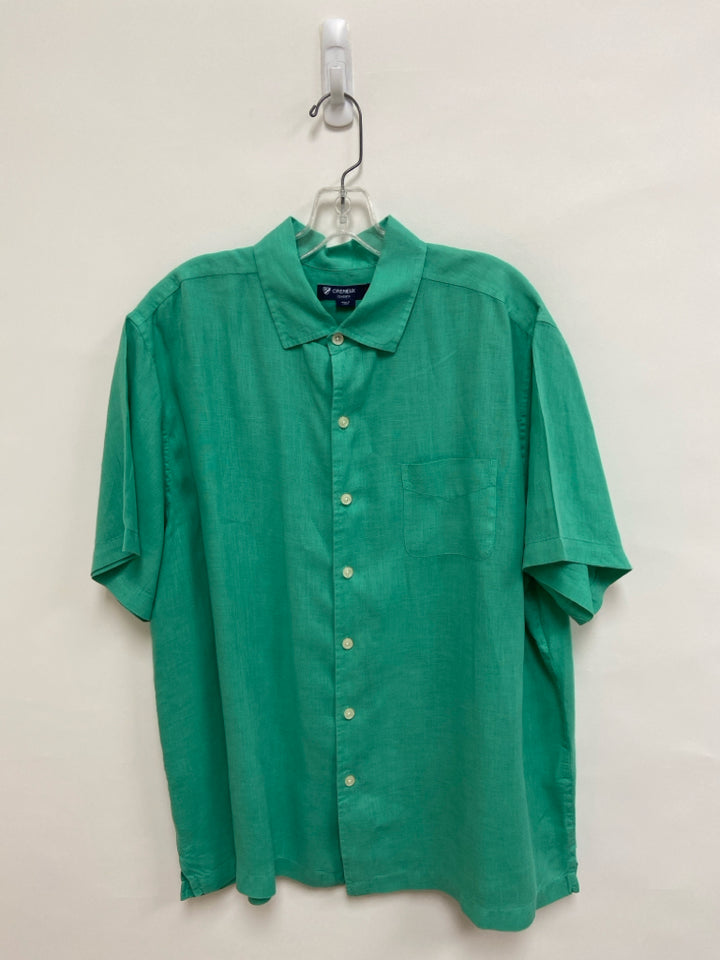 Cremieux Size XL Seafoam Button Up Linen Men&