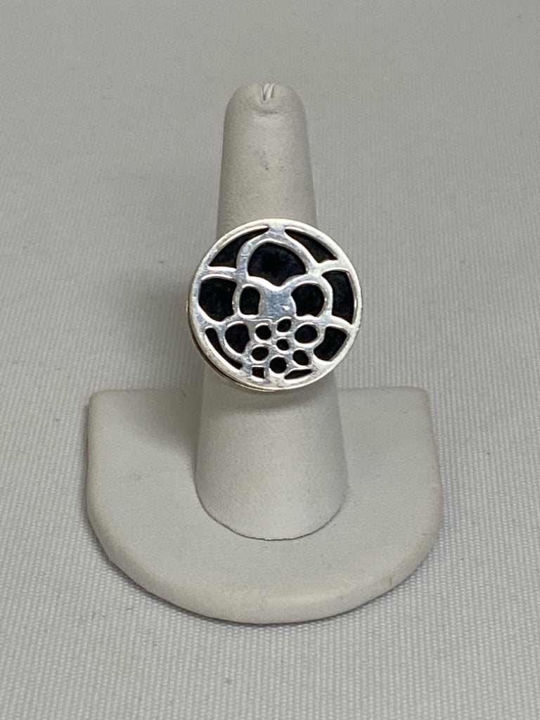 Silver Black Shapes Ring